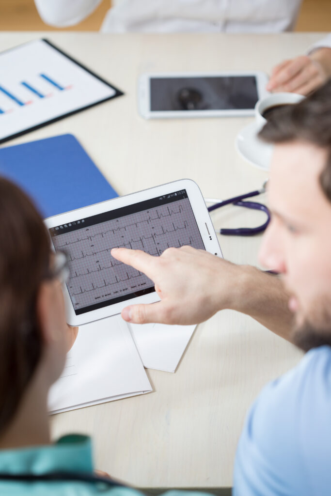 Electrocardiogram on digital tablet